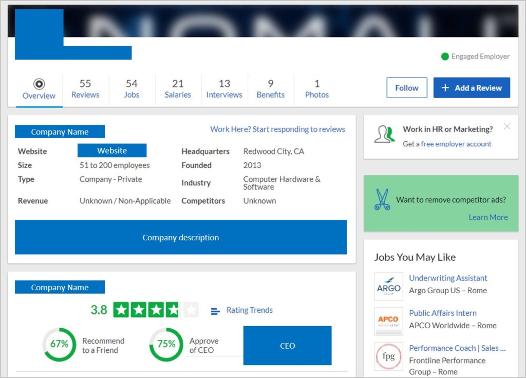 Glassdoor Company Review for Competitive